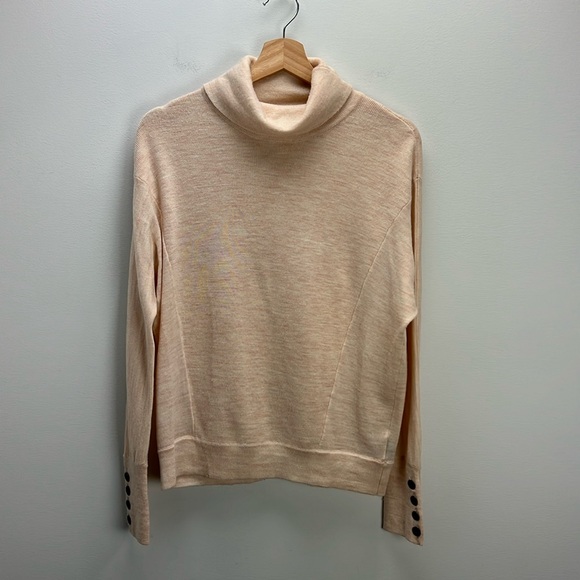 Moth Anthropologie Sweater Wool Turtleneck Neutral Womens Large Minimalist - Picture 1 of 8